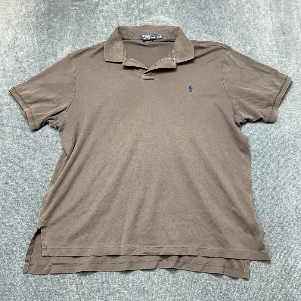 VTG Polo By Ralph Lauren Shirt Mens 2XL Black Cotton Dark Wash Custom Fit Tennis
